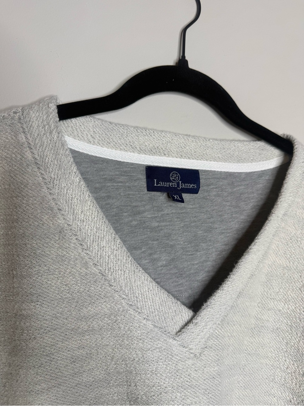 Lauren James Men’s V-Neck Sweater in Light Gray Heather - Picture 2 of 6